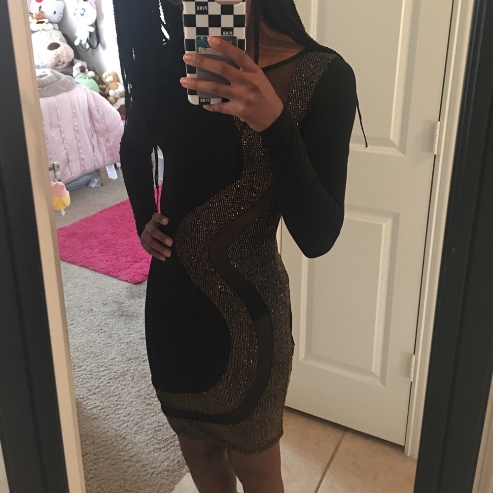 Tight Black & Gold Party Dress